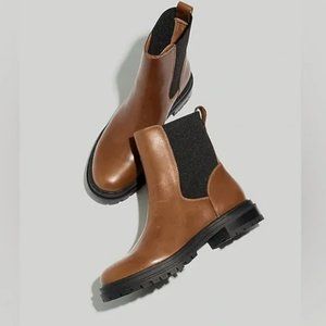 Madewell The Bradley Pull-On Chelsea Lugsole Boots In Veg Leather Stable 8